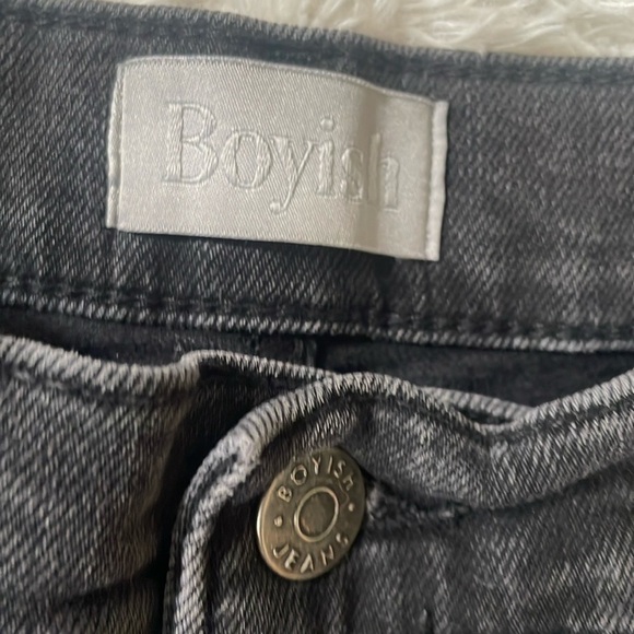 Boyish Black Distressed Jeans with Frayed Hem - Picture 3 of 15